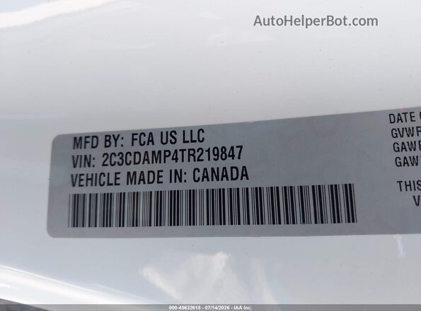 2C3CDAMP4TR219847 2026 DODGE CHARGER White ძრავის განყოფილების ხედი