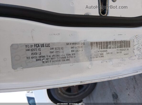 2C3CDXAT4GH206029 2016 DODGE CHARGER White Engine compartment view