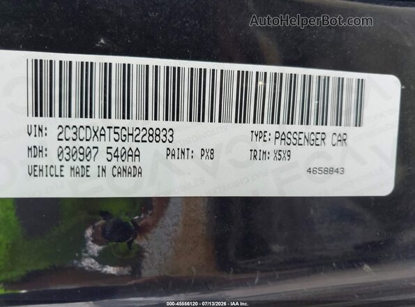 2C3CDXAT5GH228833 2016 DODGE CHARGER Black Widok komory silnika