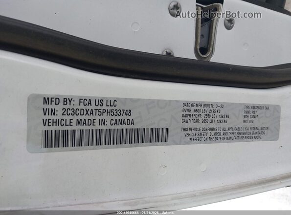 2C3CDXAT5PH533748 2023 DODGE CHARGER White Widok komory silnika