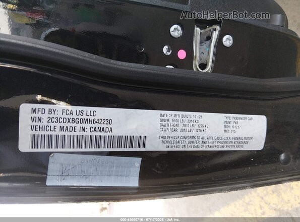 2C3CDXBG0MH642230 2021 DODGE CHARGER Black Շարժիչի բաժամունքի տեսք