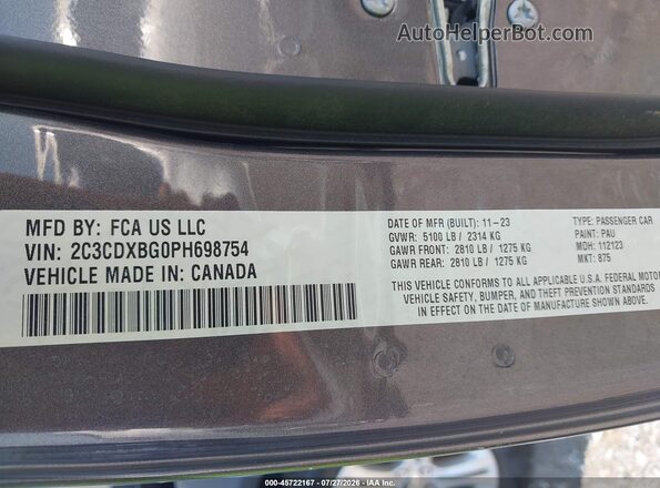 2C3CDXBG0PH698754 2023 DODGE CHARGER Серый Вид подкапотного пространства