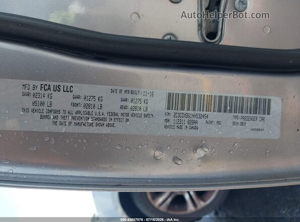 2C3CDXBG1HH532454 2017 DODGE CHARGER Silver Vista del compartimento del motor