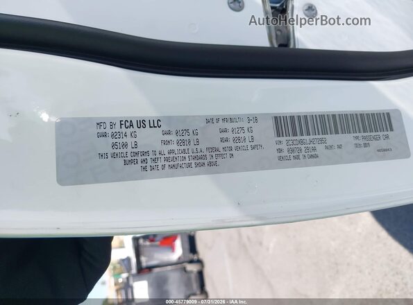 2C3CDXBG1JH272952 2018 DODGE CHARGER White Vista del compartimento del motor