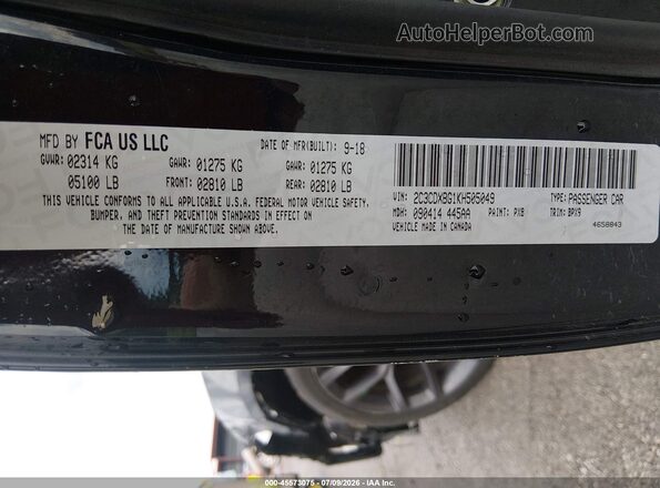 2C3CDXBG1KH505049 2019 DODGE CHARGER Black ძრავის განყოფილების ხედი