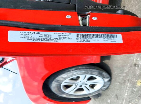 2C3CDXBG1LH125761 2020 DODGE CHARGER Red Vista del compartimento del motor