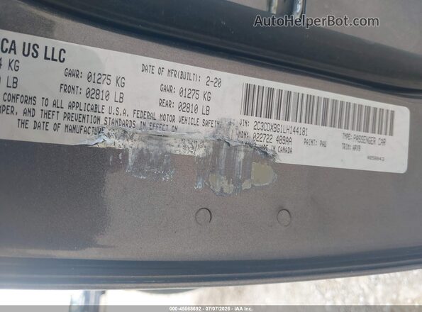 2C3CDXBG1LH144181 2020 DODGE CHARGER Gray Engine compartment view