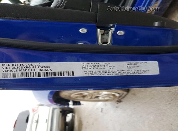 2C3CDXBG1LH232809 2020 DODGE CHARGER Blue ძრავის განყოფილების ხედი