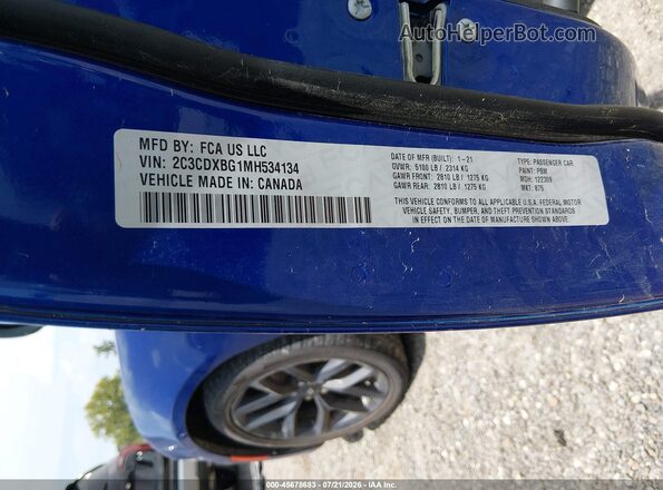 2C3CDXBG1MH534134 2021 DODGE CHARGER Blue Вид підкапотного простору