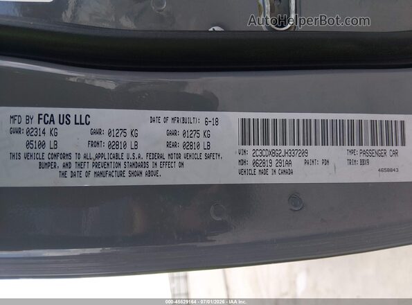 2C3CDXBG2JH337209 2018 DODGE CHARGER Gray Vista del compartimento del motor