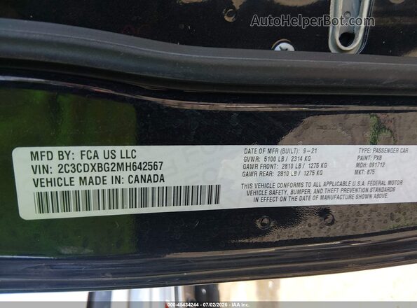 2C3CDXBG2MH642567 2021 DODGE CHARGER Black Engine compartment view