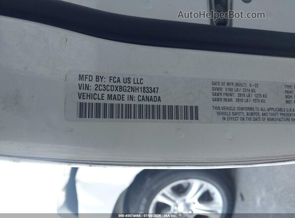 2C3CDXBG2NH183347 2022 DODGE CHARGER White Vista del compartimento del motor