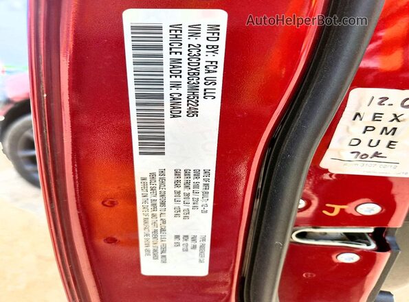 2C3CDXBG3MH522485 2021 DODGE CHARGER Burgundy Widok naklejki z numerem VIN