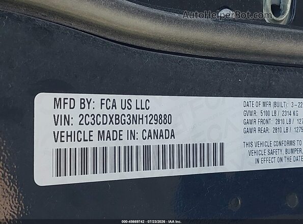 2C3CDXBG3NH129880 2022 DODGE CHARGER Black Շարժիչի բաժամունքի տեսք