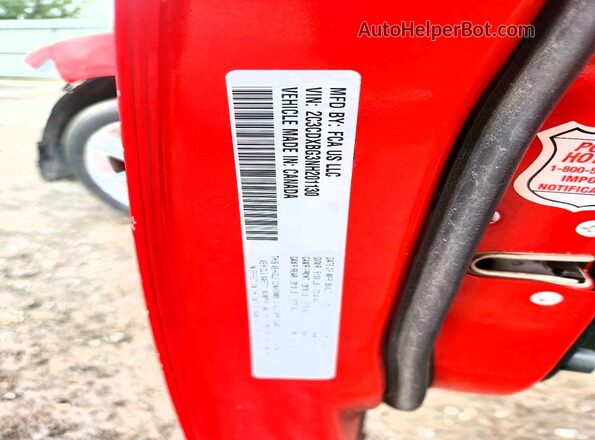 2C3CDXBG3NH201130 2022 DODGE CHARGER Красный Вид наклейки с VIN-кодом