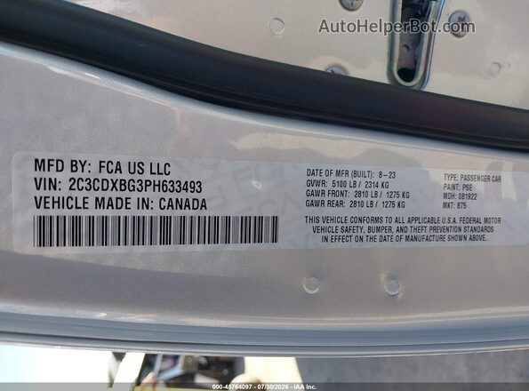 2C3CDXBG3PH633493 2023 DODGE CHARGER Silver ძრავის განყოფილების ხედი