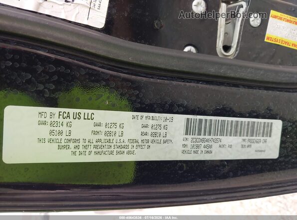 2C3CDXBG4KH743574 2019 DODGE CHARGER Black Vista del compartimento del motor