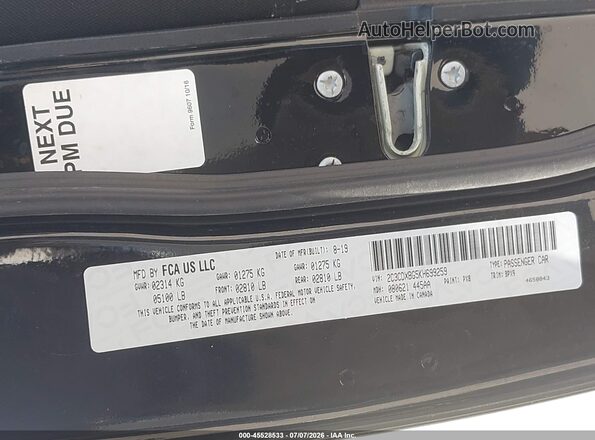 2C3CDXBG5KH699259 2019 DODGE CHARGER Black Vista del compartimento del motor