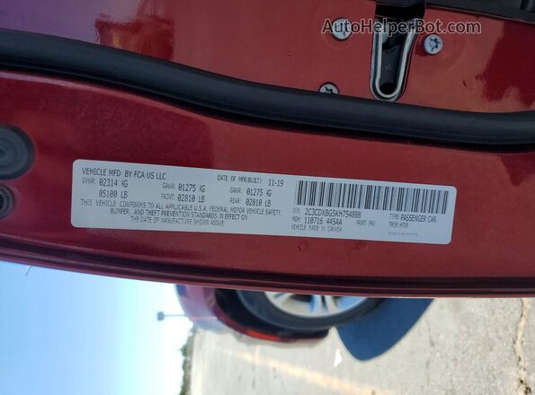 2C3CDXBG5KH754888 2019 DODGE CHARGER Burgundy Вид підкапотного простору
