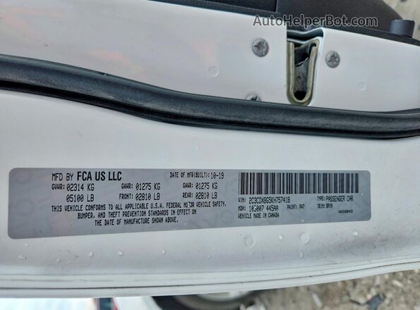 2C3CDXBG5KH757418 2019 DODGE CHARGER Белый Вид подкапотного пространства