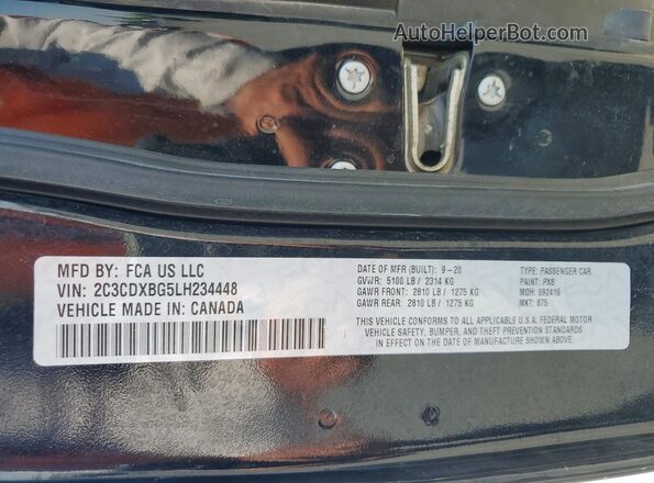 2C3CDXBG5LH234448 2020 DODGE CHARGER Black Engine compartment view