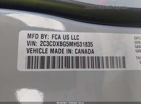2C3CDXBG5MH531835 2021 DODGE CHARGER Серебряный Вид подкапотного пространства