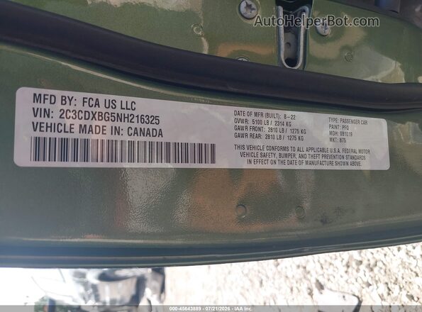 2C3CDXBG5NH216325 2022 DODGE CHARGER Green Widok komory silnika
