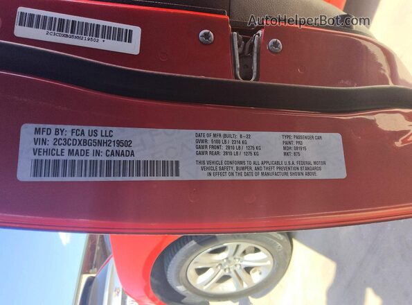 2C3CDXBG5NH219502 2022 DODGE CHARGER Red Widok komory silnika