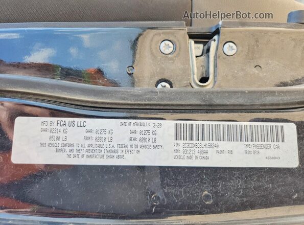 2C3CDXBG6LH158240 2020 DODGE CHARGER Black Engine compartment view