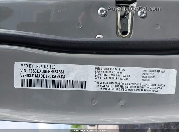2C3CDXBG6PH587884 2023 DODGE CHARGER Gray Widok komory silnika