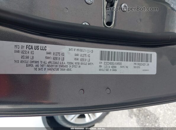2C3CDXBG8LH100503 2020 DODGE CHARGER Black Widok komory silnika
