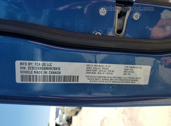 2C3CDXBG8MH576915 2021 DODGE CHARGER Blue Widok komory silnika