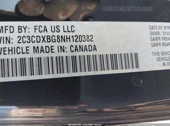 2C3CDXBG8NH120382 2022 DODGE CHARGER Черный Вид подкапотного пространства