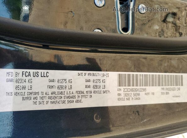 2C3CDXBG9GH122905 2016 DODGE CHARGER Black Engine compartment view