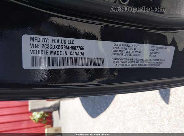 2C3CDXBG9MH607766 2021 DODGE CHARGER Black Вид підкапотного простору