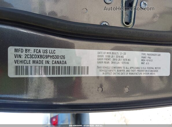 2C3CDXBG9PH530126 2023 DODGE CHARGER Gray Вид підкапотного простору