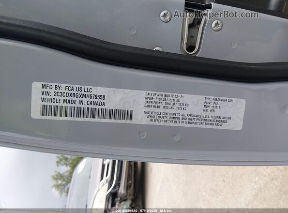 2C3CDXBGXMH679558 2021 DODGE CHARGER Gray Widok komory silnika