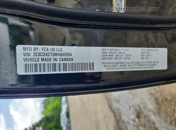 2C3CDXCT0MH652994 2021 DODGE CHARGER Black VIN sticker view