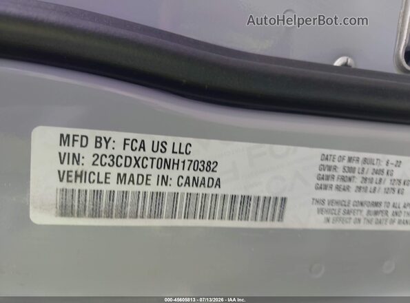 2C3CDXCT0NH170382 2022 DODGE CHARGER Gray Vista del compartimento del motor
