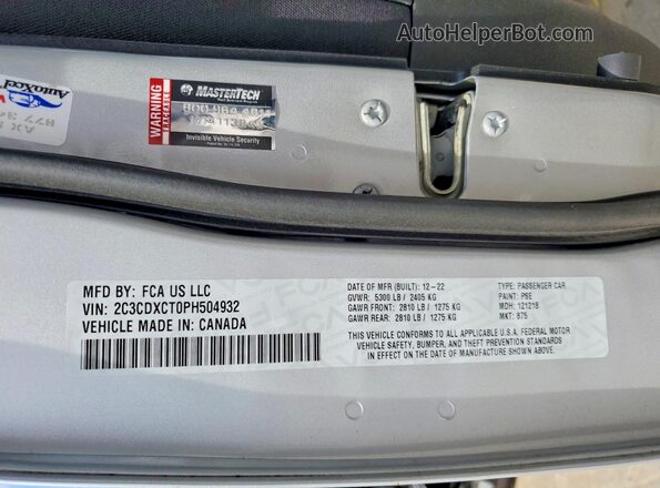 2C3CDXCT0PH504932 2023 DODGE CHARGER Серебряный Вид подкапотного пространства