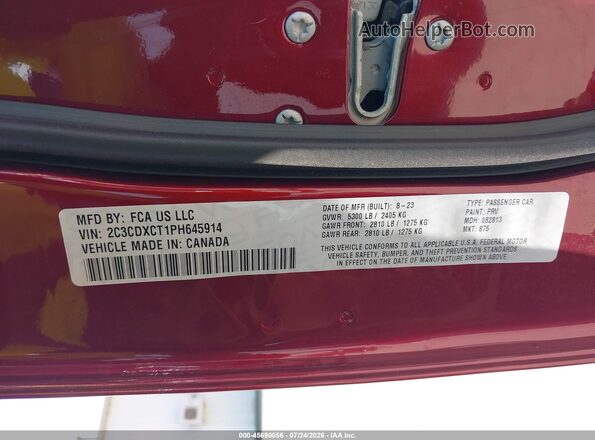2C3CDXCT1PH645914 2023 DODGE CHARGER Burgundy Widok komory silnika