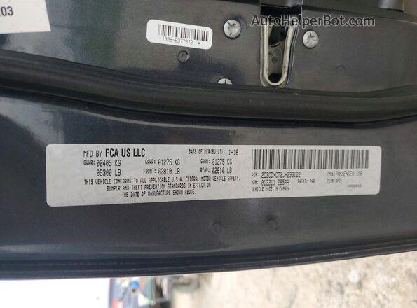 2C3CDXCT2JH233122 2018 DODGE CHARGER Charcoal VIN კოდის სტიკერის ხედი