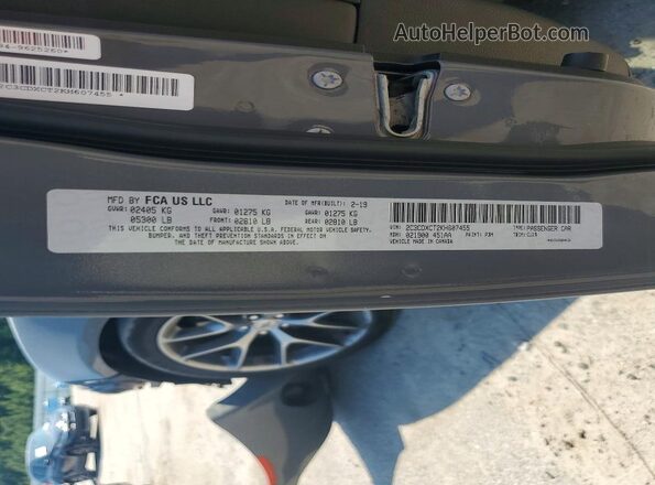 2C3CDXCT2KH607455 2019 DODGE CHARGER Gray VIN sticker view