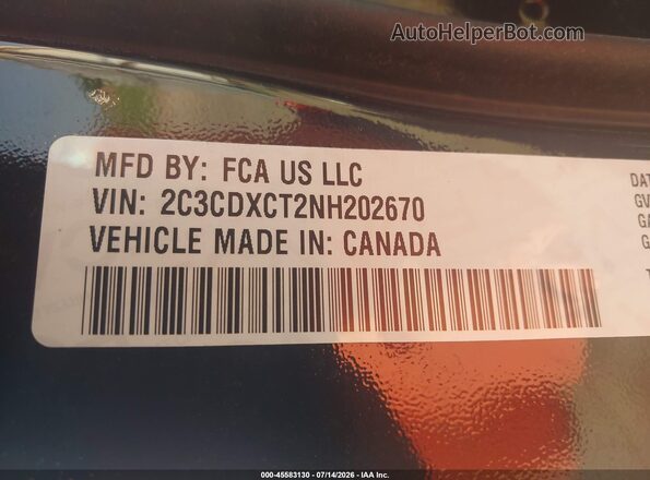2C3CDXCT2NH202670 2022 DODGE CHARGER Black Engine compartment view