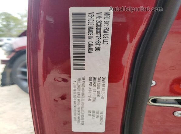 2C3CDXCT2PH581303 2023 DODGE CHARGER Burgundy VIN კოდის სტიკერის ხედი
