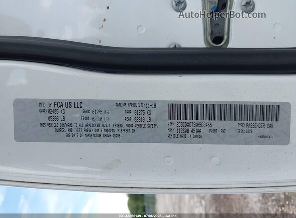 2C3CDXCT3KH568455 2019 DODGE CHARGER White Vista del compartimento del motor