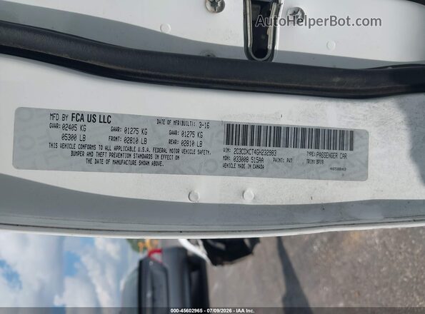 2C3CDXCT4GH232983 2016 DODGE CHARGER White Շարժիչի բաժամունքի տեսք