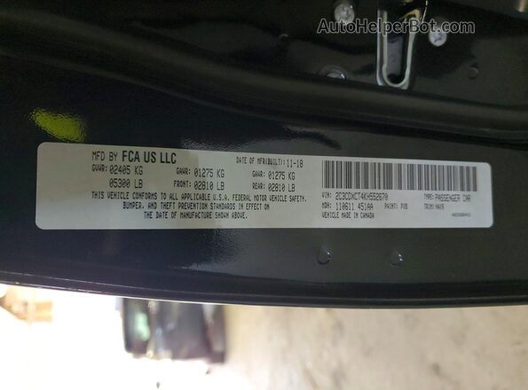 2C3CDXCT4KH552670 2019 DODGE CHARGER Black Շարժիչի բաժամունքի տեսք