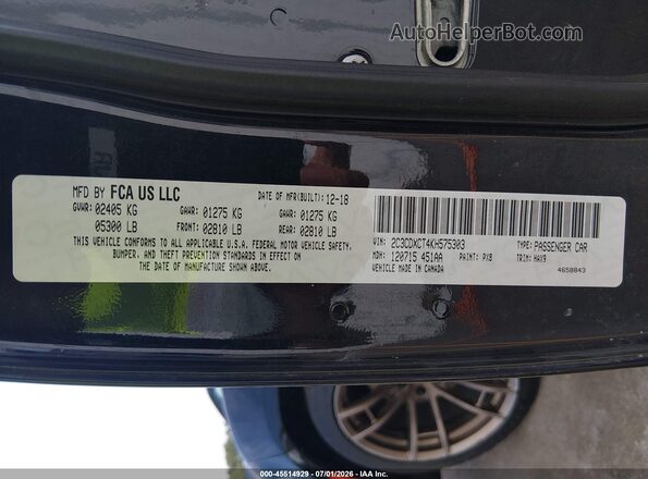 2C3CDXCT4KH575303 2019 DODGE CHARGER Black ძრავის განყოფილების ხედი