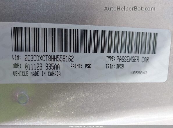 2C3CDXCT8HH559162 2017 DODGE CHARGER Silver Vista del compartimento del motor